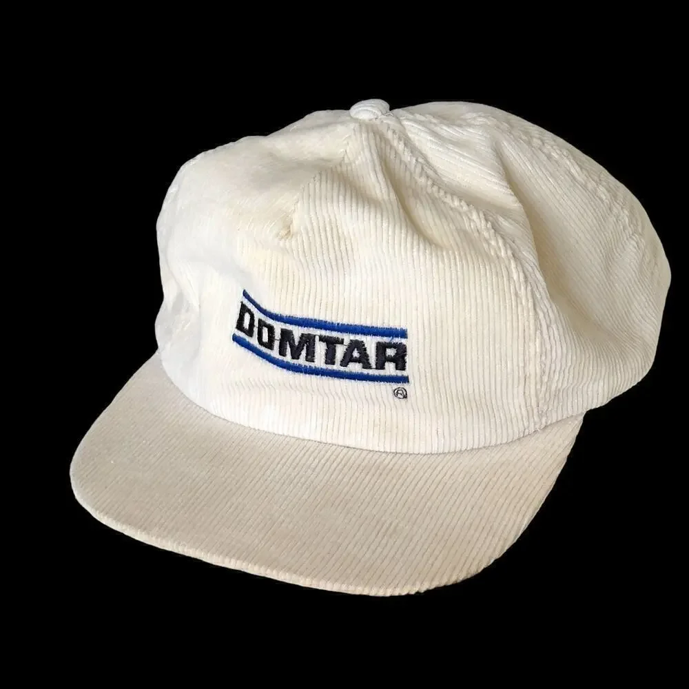 Vintage 90’s Domtar Corduroy Snapback Hat Apparel Trucker Cap OSFM  Embroidered
